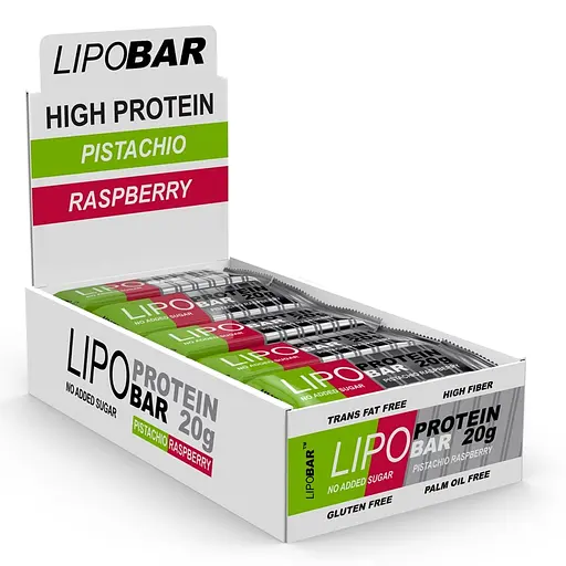 Батончик Lipobar Protein Bar БЛОК, 20*50 грам Фісташка-малина 000313954