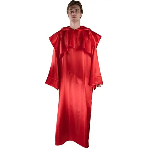 Балахон червоний атласний з капюшоном - фото 5