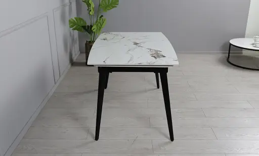 Стіл Prestol Люкс білий глянець 1200/1800х800х760 чорні ноги - фото 4