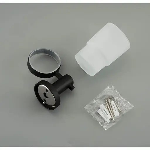 Склянка з тримачем Frap скло чорний/нержавіюча сталь F30206 1/40 чорний матовий - фото 2