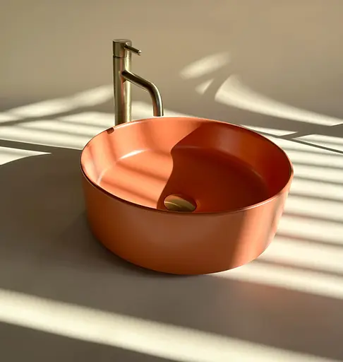 Умивальник Rea Sami terra matt помаранчевий накладний REA-U4566, Коричневий - фото 2