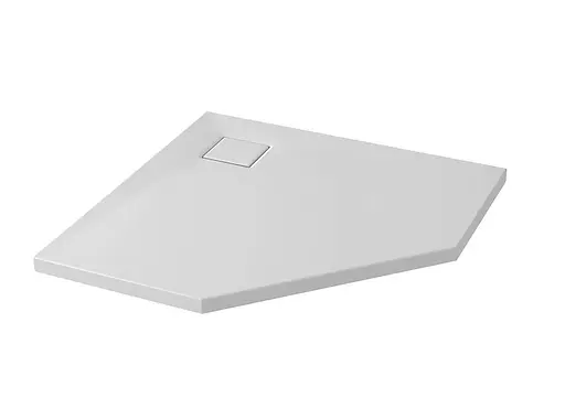 Душевой пятиугольный поддон Cersanit Tako Slim 90x4 белый глянцевый + сифон S601-129 белый - фото 1