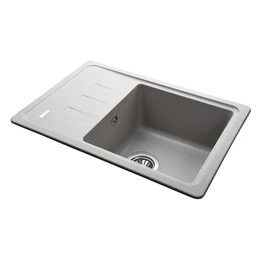 Гранитная мойка Globus Lux Mono серый камень 620x435мм-А0005 000022392, Серый - фото 4