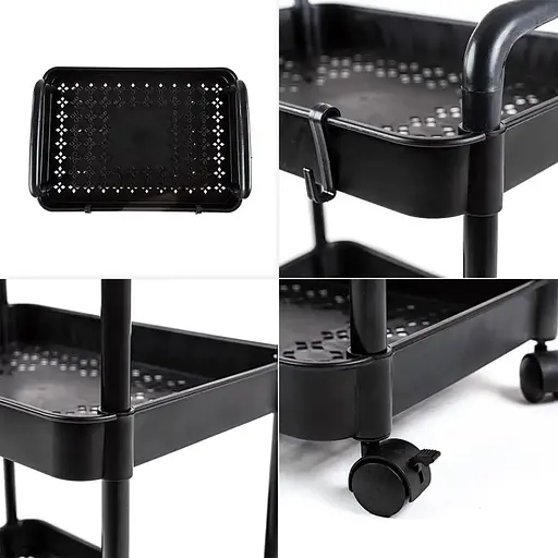 Этажерка Wall Sticker SW-00002109 мобильная пятиярусная универсальная пластиковая 41х25х127 см черная - фото 4