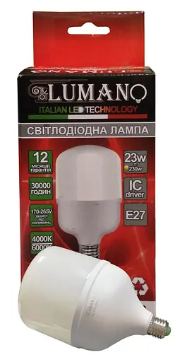 Лампа високопотужна LED 23w E27 6000K 2070Л LU-LT23E27 TM LUMANO + ПОДАРУНОК - фото 1