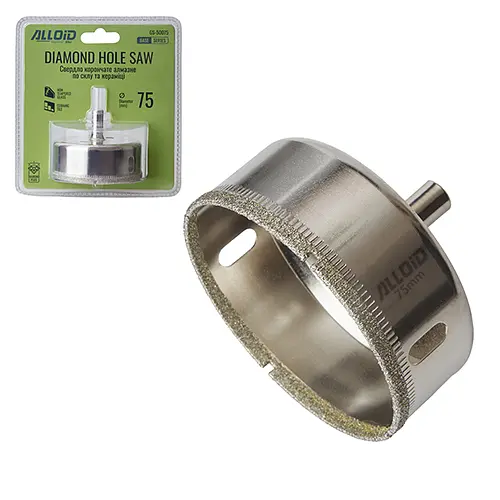 Свердло корончате Alloid Building Tools алмазне по склу та кераміці 75 мм (GS-50075) - фото 2