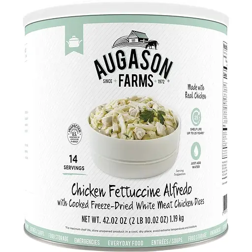 Фетучіні Альфредо з шматочками курки Augason Farms з великим терміном придатності 25 років 14 порцій