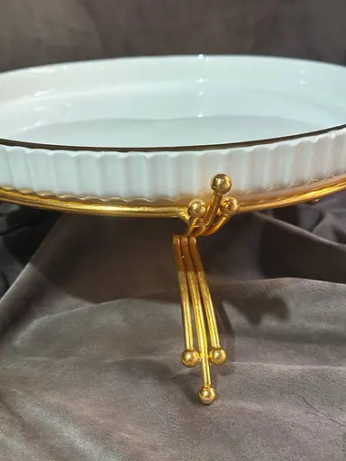 Керамическое блюдо 1573B для сервировки с декоративной подставкой 25 см - фото 2