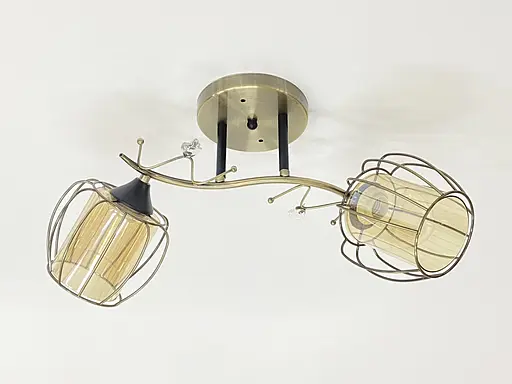 Стельова люстра на 2 плафони 91186/2 бронза+чорний