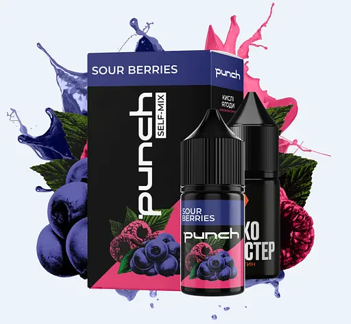 Набор компонентов для самозамеса солевой заправки Punch 30 мл Sour Berries Кисленький микс малины черники, 0-50 мг (17378)