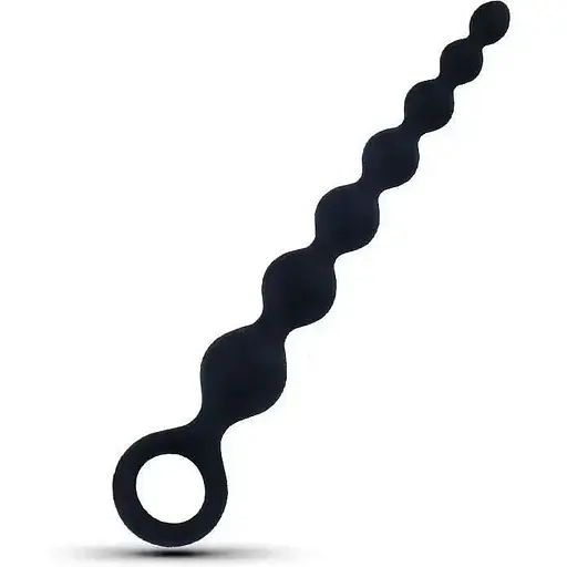 Чорний силіконовий анальний ланцюжок з кільцем - фото 1