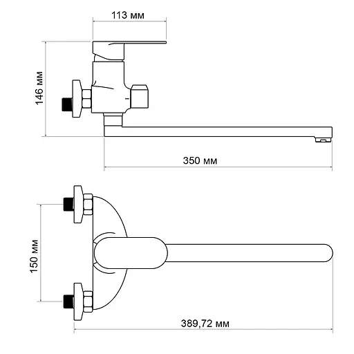 Смеситель для ванны Lidz Tani 0052 с поворотным изливом (c душевым гарнитуром) (k40) LDTAN0052CRM44960 Chrome - фото 2