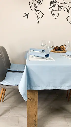 Водовідштовхувальна скатертина однотон 160х120 см Блакитний - фото 5