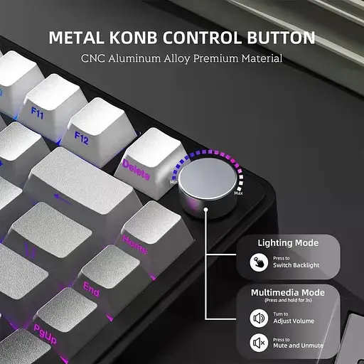 Игровая беспроводная механическая клавиатура ATTACK SHARK X85 / Три режима подключения / White Jade Switch / Black - фото 8