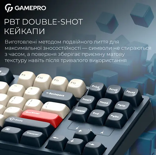 Клавиатура игровая механическая GamePro MK-285-BL Asgard Ragnar Keychron Super Red Switch Bluetooth 5.2/2.4 ГГц/USB Blue - фото 10