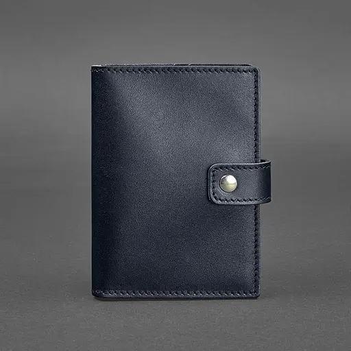 Кожаная обложка для паспорта 5.0 (с окошком) темно-синяя Краст - фото 6