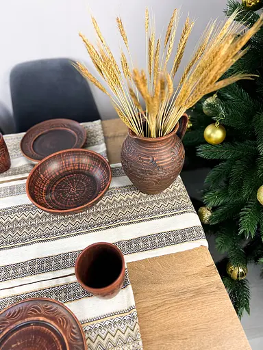 Льняная дорожка с украинским орнаментом Рандеву 140х30 см Коричневый - фото 6