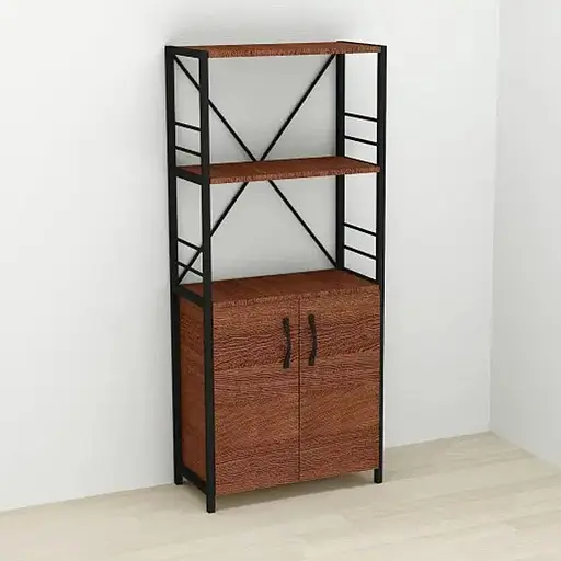 Етажерка 3/60 Ferrum-decor Серії Конект з тумбою 144x60x28 Чорний ДСП Венге (FRD-105534)