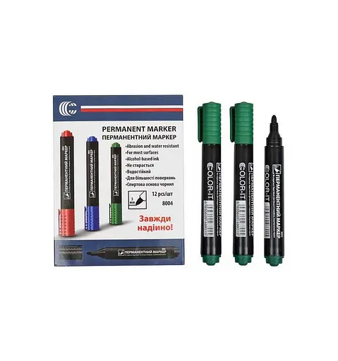 Маркер зелений COLOR-IT 8004(Green) Diamont "C" в упаковці 12 шт - фото 1