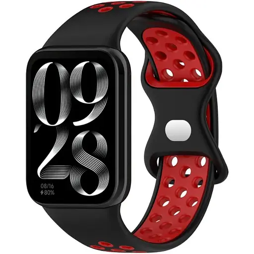 Ремешок DK CDK для Xiaomi Mi Smart Band 9 Pro Silicone Sport Band Nike (017600) (black / red) - фото 3