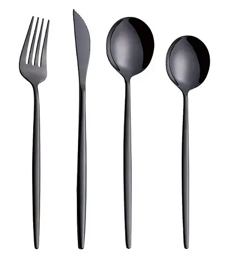 Набор столовых приборов Black из нержавеющей стали 18/10 на 4 предмета. - фото 1