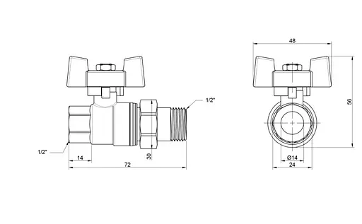 Кран кульовий Thermo Alliance "Американка" Standart 1/2"ВЗ прямий, латунь, PN40, метелик SD220NW15PN40 - фото 3
