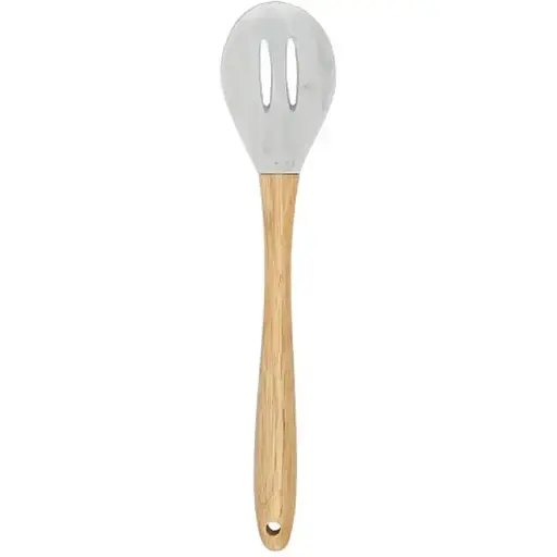 Ложка кухарська Vincent Mineralia з прорізами силіконова з дерев'яною ручкою 29 см (VC-1622)