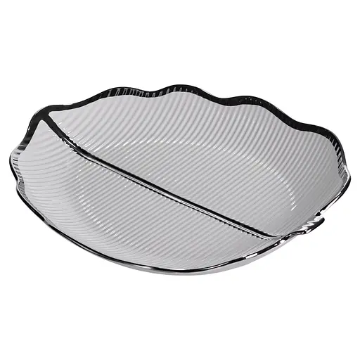 Фарфоровое блюдо для сервировки стола в форме листьев 41×27×4 (см) блюдо для подачи закусок Серебро Yiwu ML6045 - фото 5