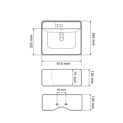 Умивальник VBI Padua 40 white накладний підвісний VBI-012202, Білий - фото 2