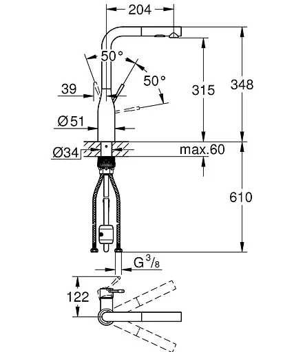 Змішувач для кухні Grohe Essence 30504KF0 Чорний матовий - фото 2