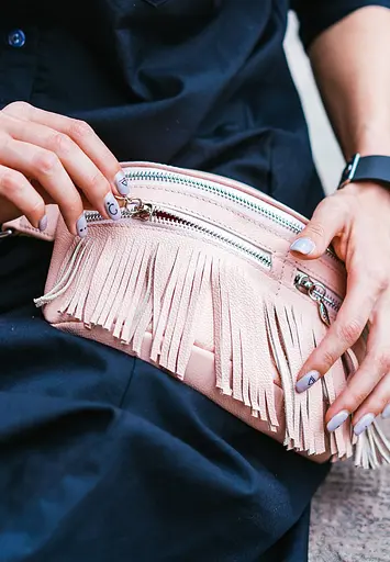 Шкіряна жіноча сумка на пояс Spirit рожева - фото 7