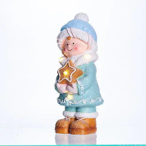 Новорічна декоративна фігурка Дитина із зіркою Yiwu CR-6-1 з підсвічуванням 9.5 × 9 × 22 см  - фото 2