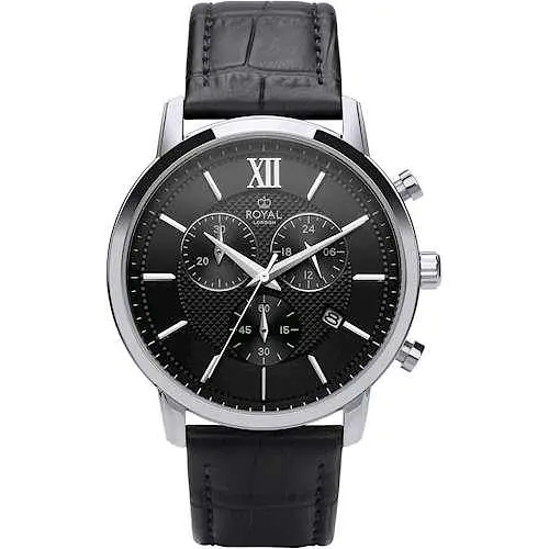 Мужские водонепроницаемые наручные часы Royal London 41392-01 кварцевые с кожаным ремешком