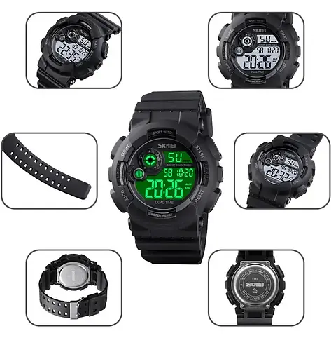 Мужские наручные спортивные часы Skmei 1583 (Черный с белым) - фото 4