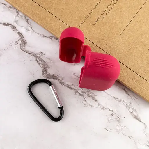 Силиконовый футляр New с карабином для наушников Airpods Pro Красный / Rose Red - фото 5