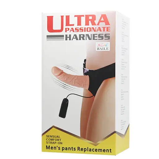 Страпон с вибрацией LyBaile Ultra Passionate Harness 15 см телесный - фото 9