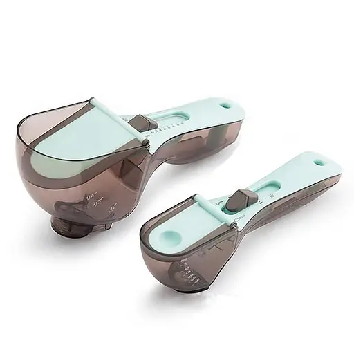 Регульовані мірні ложки пластикові набір із 2 шт. різних розмірів (30 та 130 мл) з макс. виміром до 300 г, Kitchen Master 86286 - фото 1