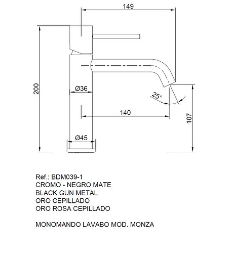 Смеситель для умывальника Imex Monza PVD графит BDM039-1BGM Графит - фото 4