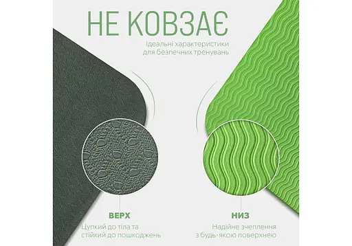 Коврик для йоги и фитнеса EasyFit TPE+TC 6 мм двухслойный + Чехол черный с зеленым (EF-1924s-BG) - фото 4