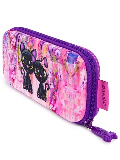 Пенал шкільний для дівчинки фіолетовий з котом твердий Winner P-268 - фото 3