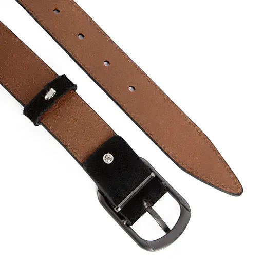 Ремінь жіночий замшевий SF-3529 чорний з темною пряжкою (125 см) - фото 4