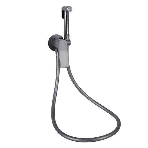 Набір гігієнічного душу прихованого монтажу Qtap Slavonice округлий QTSLA262GMB45916 Gunmetal Black PVD, Шліфований чорний хром - фото 1