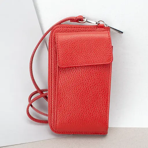 Гаманець з чохлом для телефону з ручкою на плече Virginia Conti 03047 червоний - фото 1