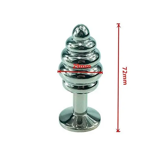 Анальная пробка фигурная стальная Спираль 8,3 см металлик с кристаллом - фото 2