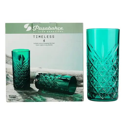 Набор высоких стаканов Pasavahce Timeless для напитков 450 мл 4 шт. зеленый (52800/Зел) - фото 6