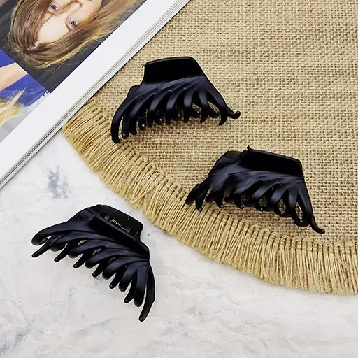 Набір матових заколок для волосся 6 см пластикові надійний аксесуар на кожен день 12 шт. Чорний - фото 2