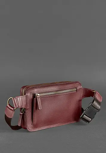 Шкіряна поясна сумка Dropbag Mini Krast бордова - фото 6