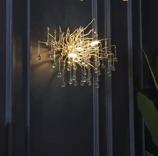 Настінний світильник в природніх мотивах в корпусі золото Арт. W 18/L60 GD Line F - фото 4