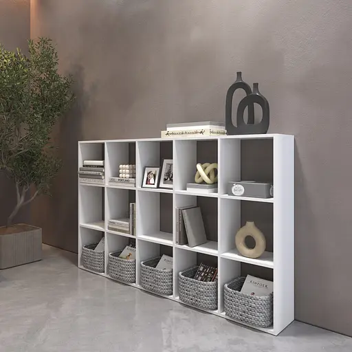 Книжная полка стеллаж Vays M-2 Венге Темный на 15 ячеек ЛДСП 108x29x178 см для дома офиса детской или гостиной - фото 2