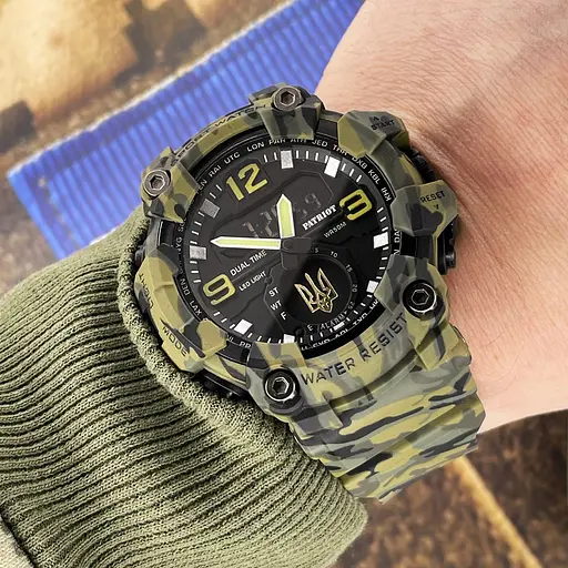 Наручные часы мужские 004CMGRUAGD Тризуб золото Зеленый камуфляж + Коробка. Patriot acs0031053 - фото 5